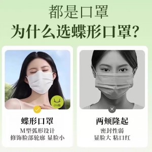 鲽形口罩女高颜值夏季2024爆款医用无菌显瘦脸护眼角医疗